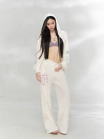 Green & Beige Printed Hoodie Set
