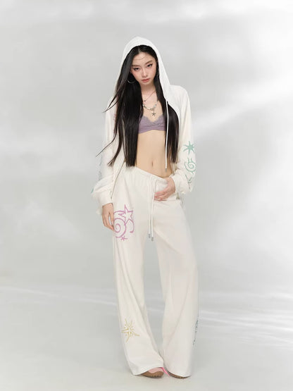 Green &amp; Beige Printed Hoodie Set