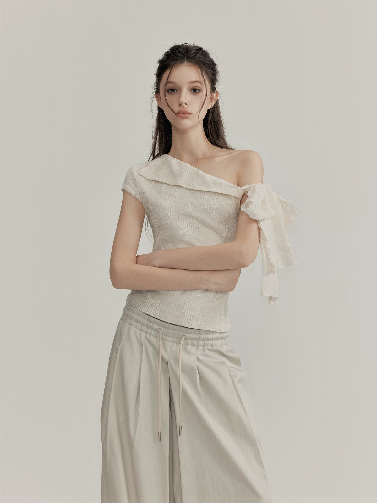 Lace Tie Shoulder Top