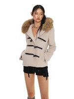 Black & Oatmeal Wool Toggle Coat
