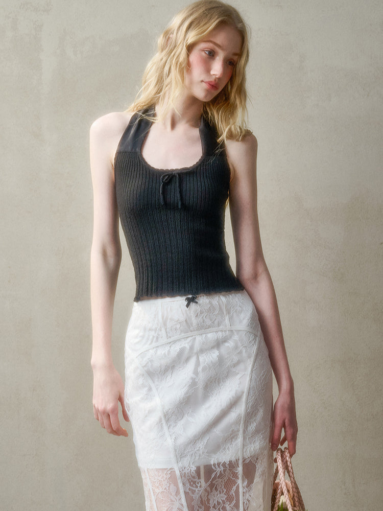 Bow-Halter Knit Camisole