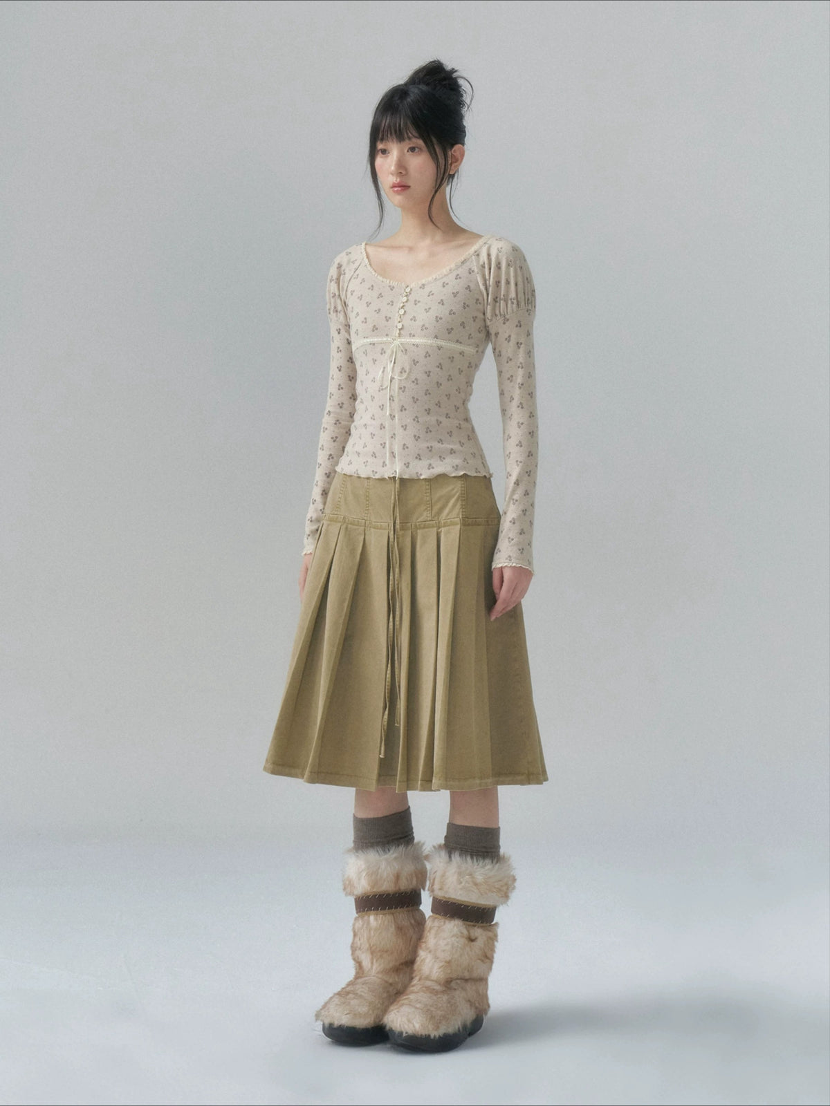 Khaki Washed Cargo Skirt