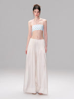 Beige Pleated Accordion Pants