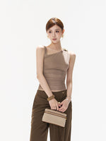Ruched Mesh One-Shoulder Top