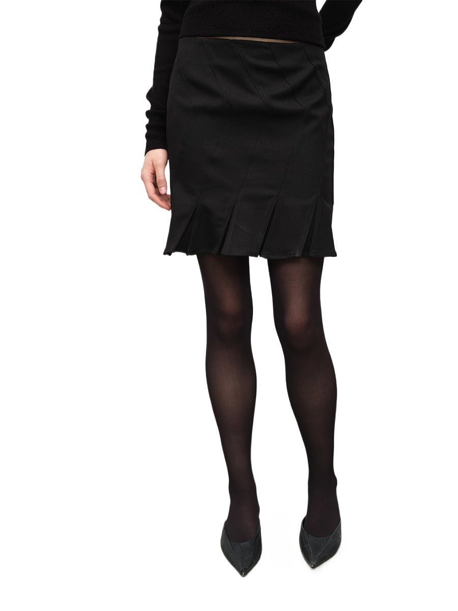 Two-Tone Twill Panel Mini Skirt