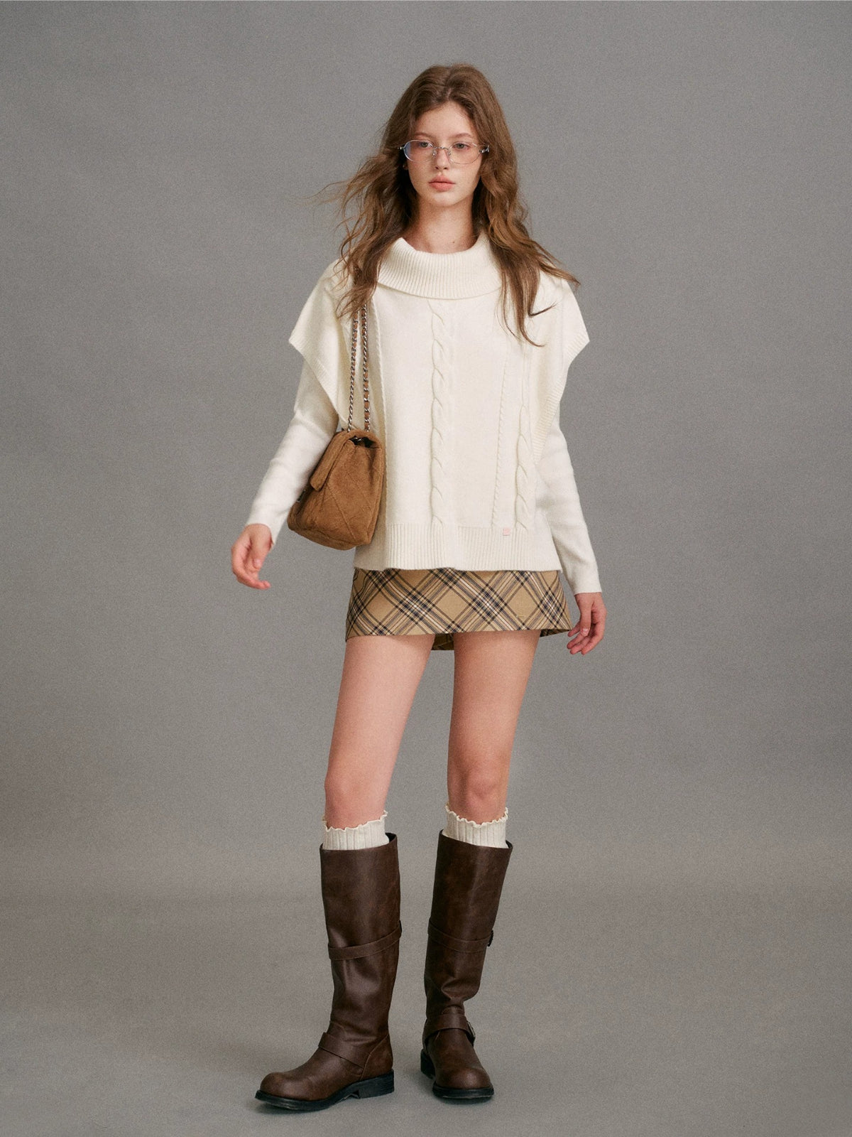 Textured Cable Knit Turtleneck Set