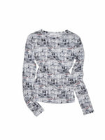 Vintage Newspaper Slim Knit Top