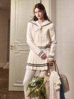 White Philosophy Wool Cloud Cable-Knit Cardigan & Skirt Set