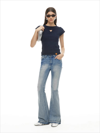 Heart Cutout Linen Tee