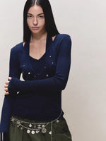 100% Wool Shimmer Halter Layered Top