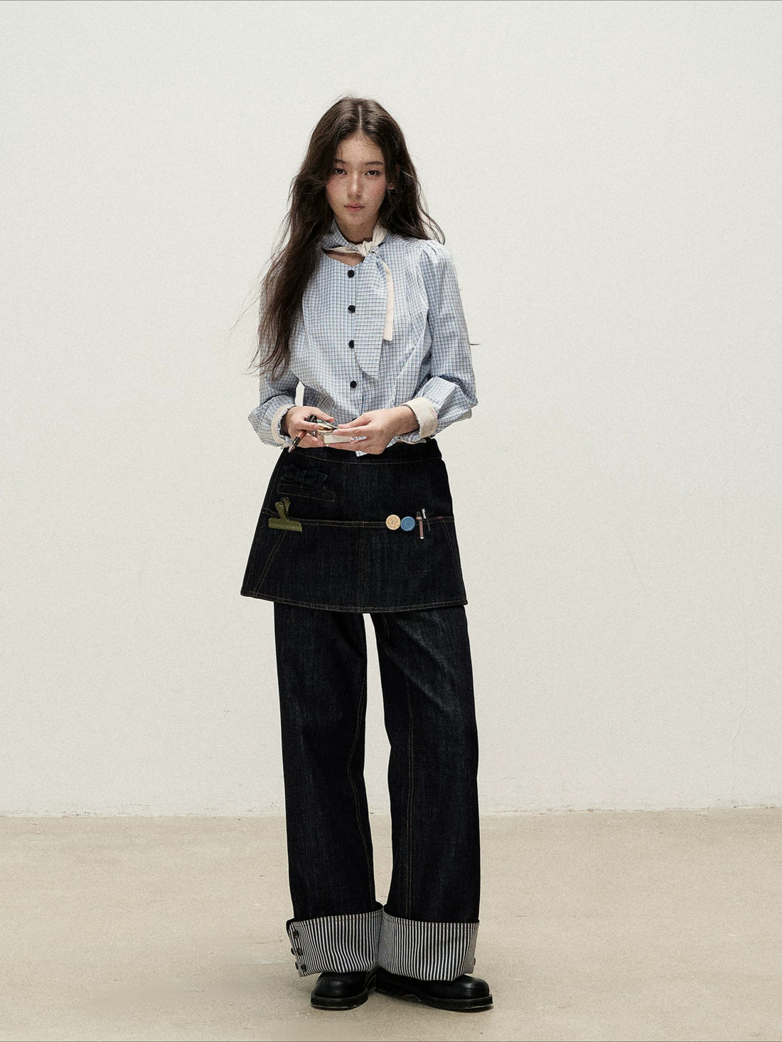 Detachable Apron Cuff Jeans