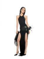 Detachable Hood Halter Maxi Dress