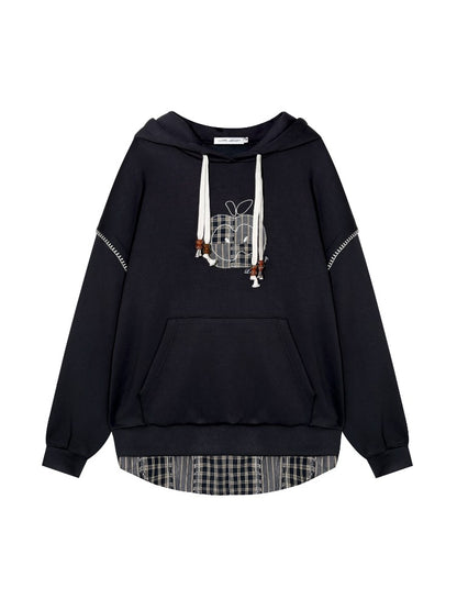 Apple Patch Two-Piece Layered Hoodie