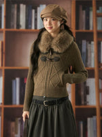 Vintage Cable Knit Fur Cardigan