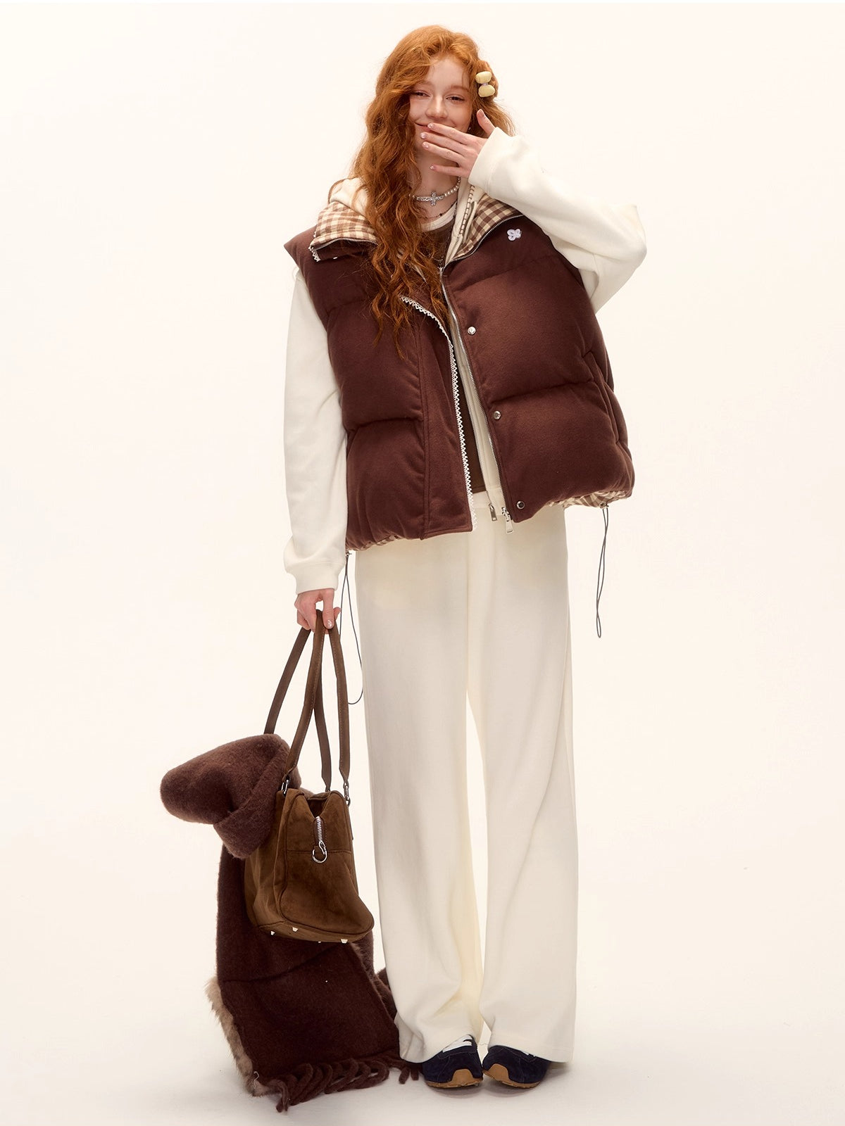 Reversible Check Lace Vest