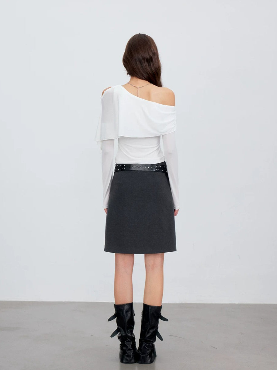 Asymmetric Shoulder Draped Top
