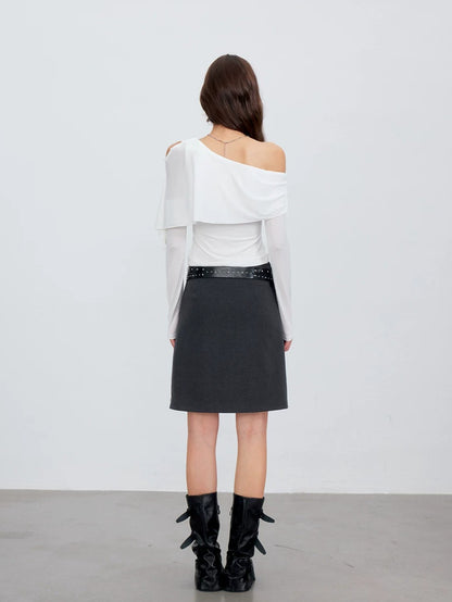 Asymmetric Shoulder Draped Top