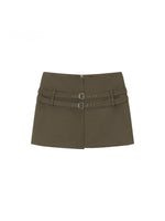 Asymmetric Belt Mini Skirt