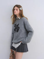 Jacquard Wool Blend Crewneck Sweater