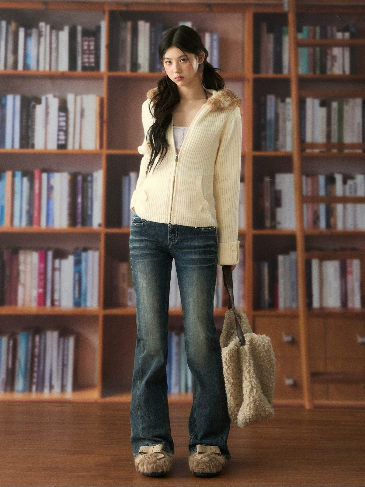 Vintage Star Studded Flared Denim Jeans