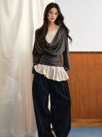 Lace Waist Wide-Leg Pants