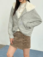 Gray Hooded Wool-Blend Coat