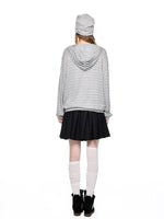 Striped Hooded Long Sleeve Top
