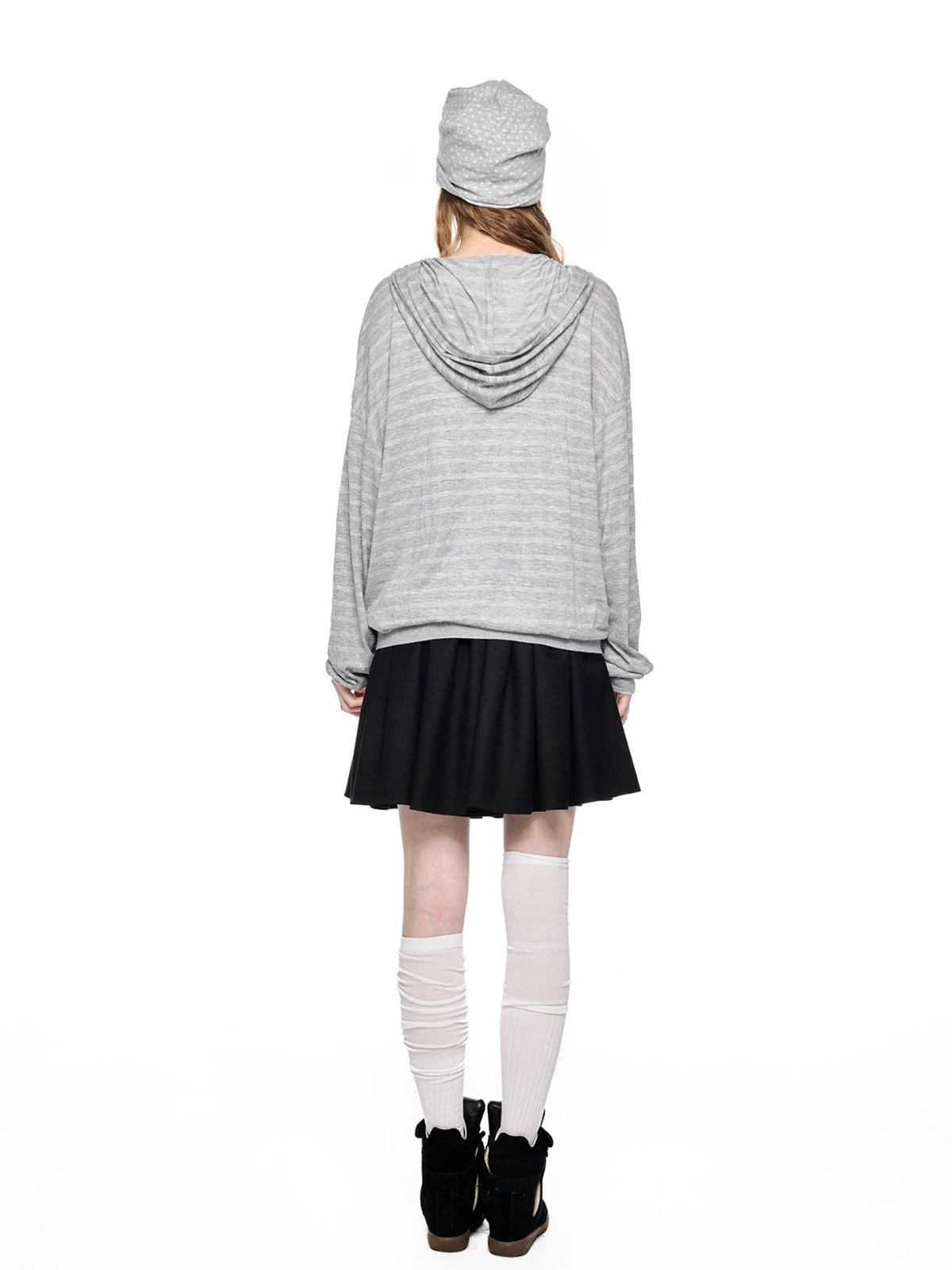 Striped Hooded Long Sleeve Top