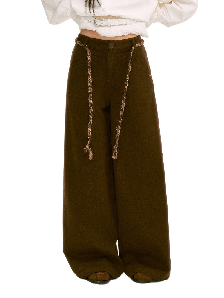 Vintage Brown Wide-Leg Pants
