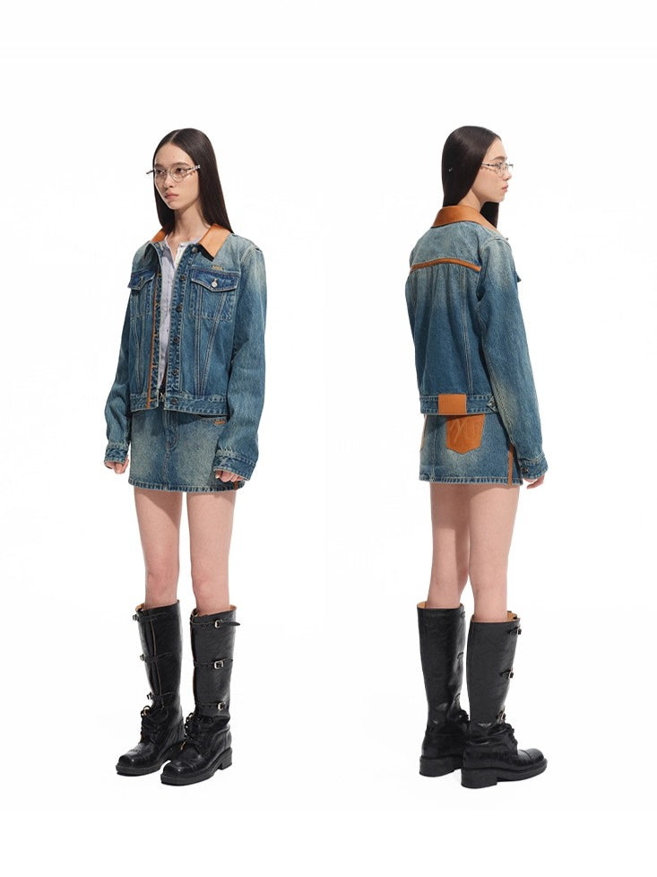 Vintage Blue Plateau Patchwork Jacket
