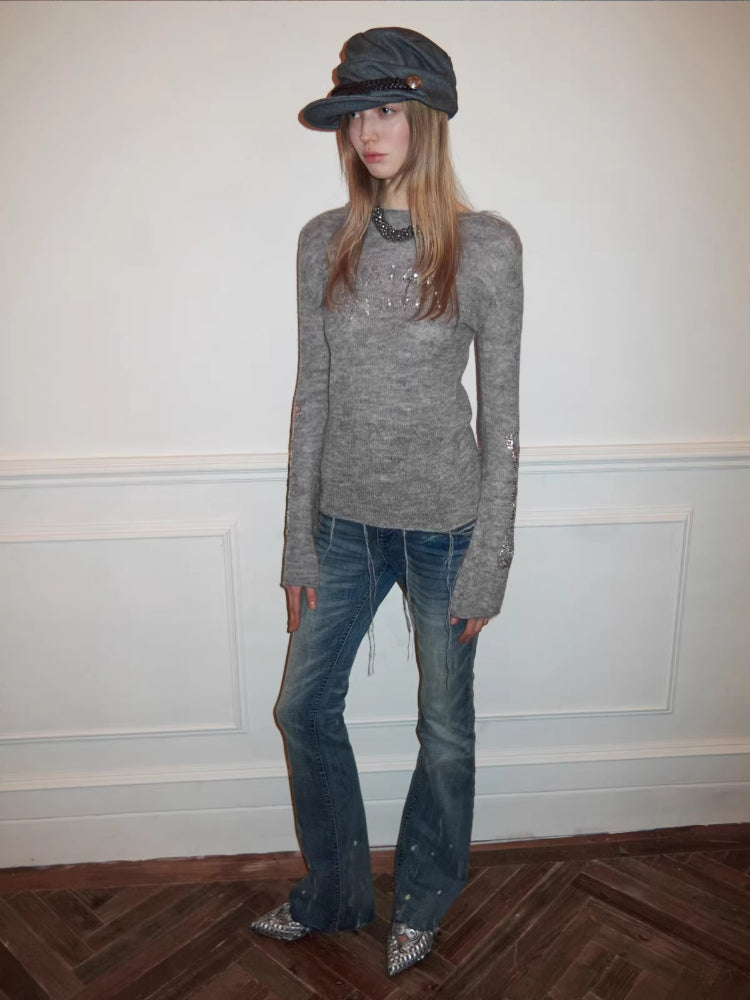 Mohair Sequin Sheer Top