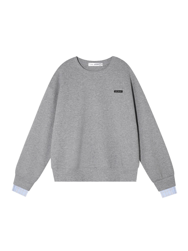 Plaid Trim Sweatshirt Set