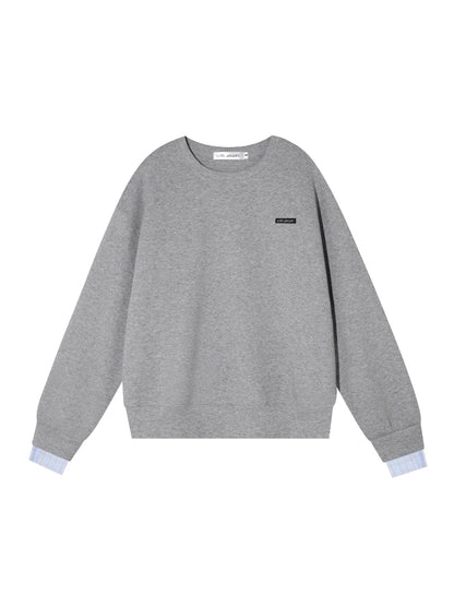 Plaid Trim Sweatshirt Set