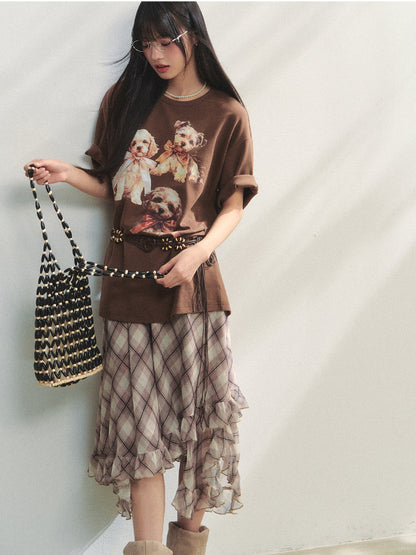 Irregular Ruffle  Top &amp; Midi Skirt Set