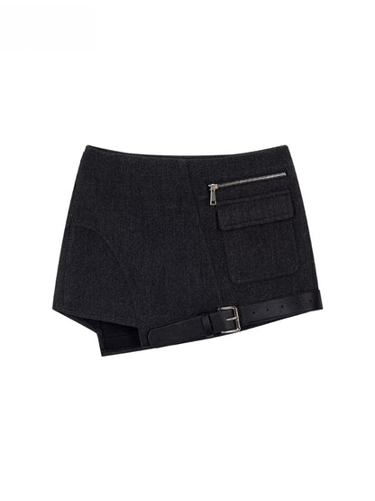 Asymmetric Hem Wool Blend Skirt