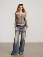 Convertible Tie Shoulder Long Sleeve Top
