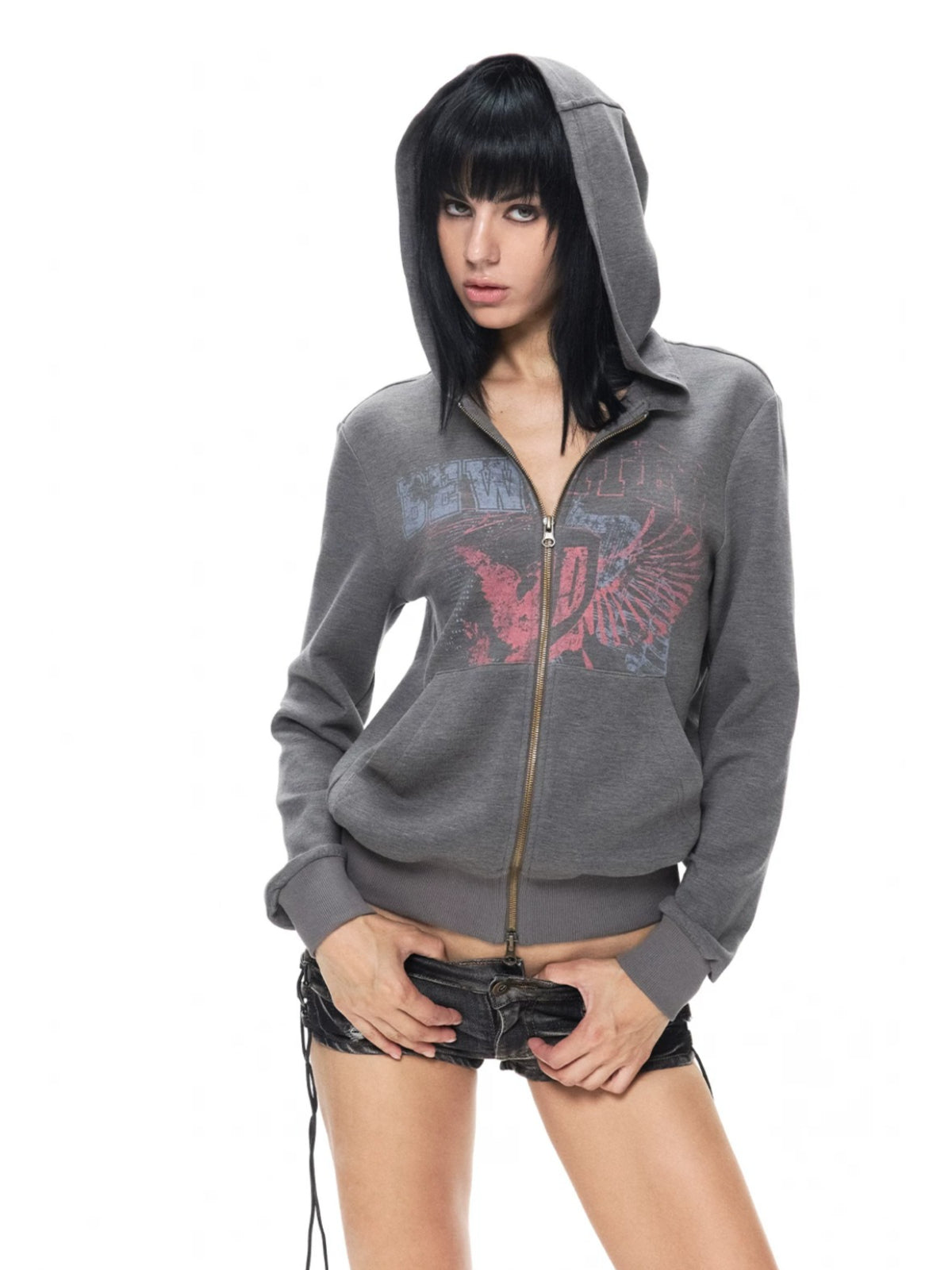 Vintage Printed Zip Hoodie Jacket