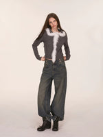 Vintage Double Button Wide-Leg Jeans