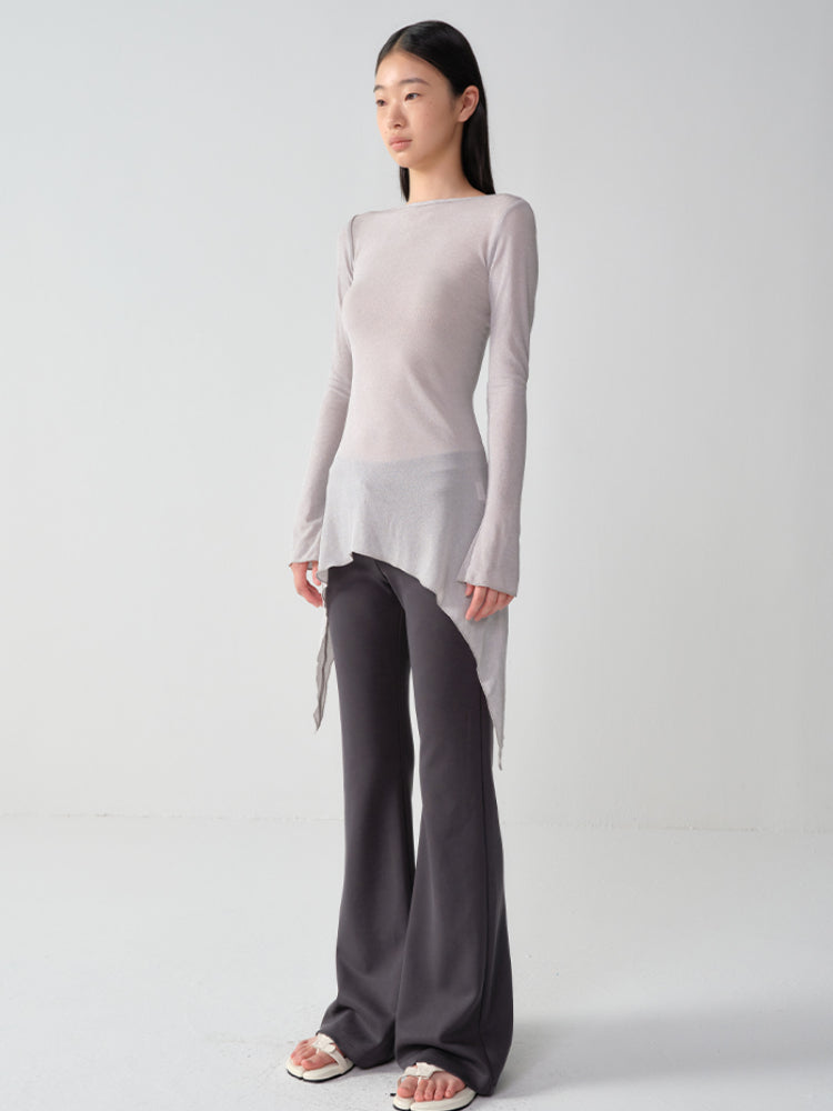 Cooling Modal Low-Waist Flared Wide-Leg Pants