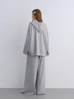 Polka Dot Vest Hooded Drawstring Sweatshirt Pants Set
