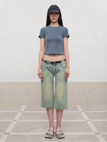 Regular-Shoulder Round Neck Short-Sleeve T-Shirt