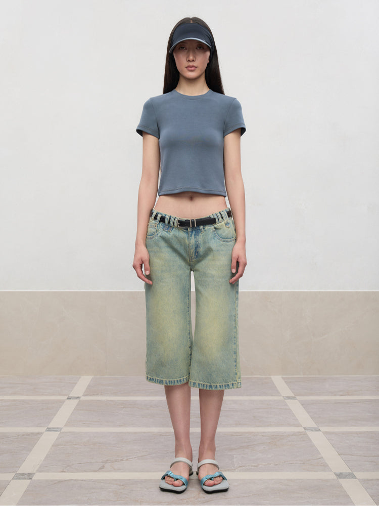 Regular-Shoulder Round Neck Short-Sleeve T-Shirt