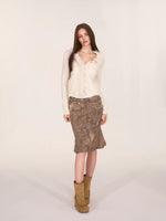 Vintage Washed Leopard Print Mermaid Skirt