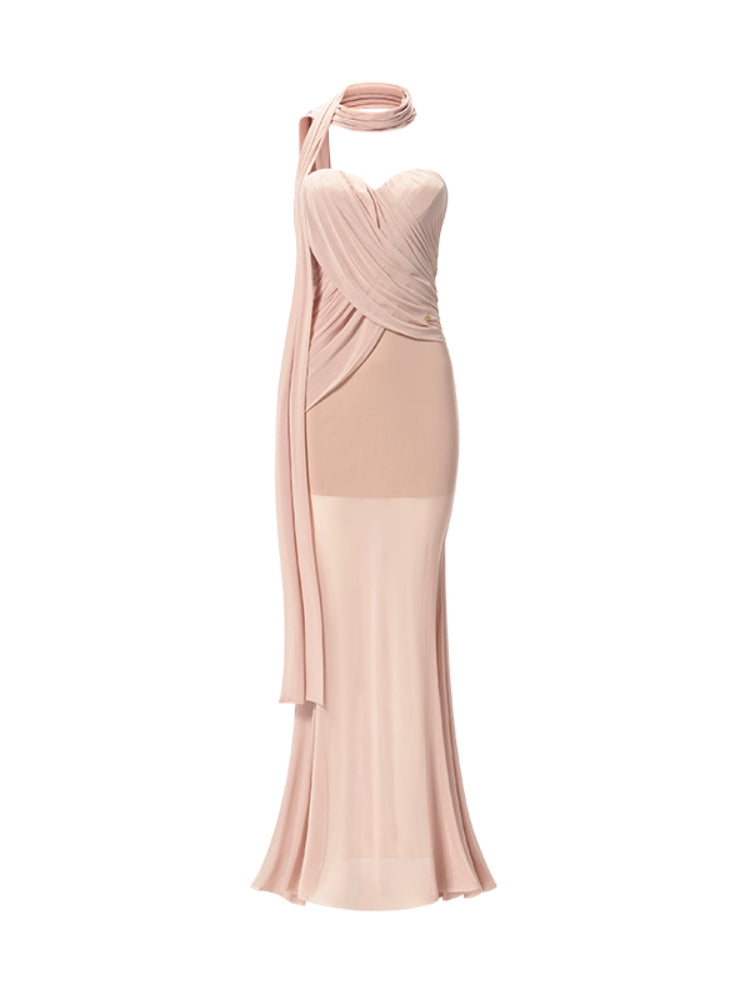 Ruched Design Asymmetrical Mermaid Dress