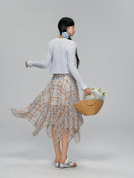 Plaid Ruffle Hem Midi Dress