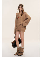 Halter Hooded & Three Piece Knit Set