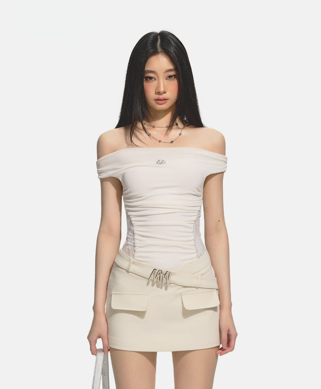 White Satin Patchwork Bodycon Dress