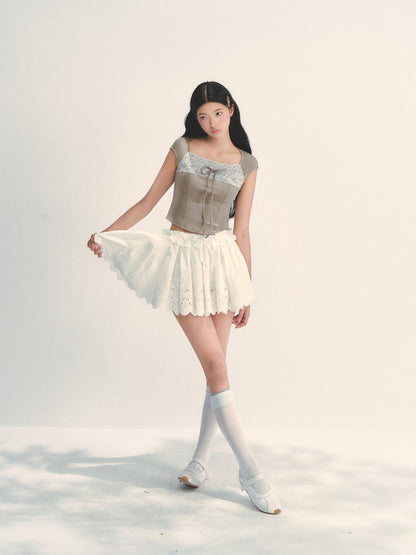Lace Trim Short Sleeve T-shirt