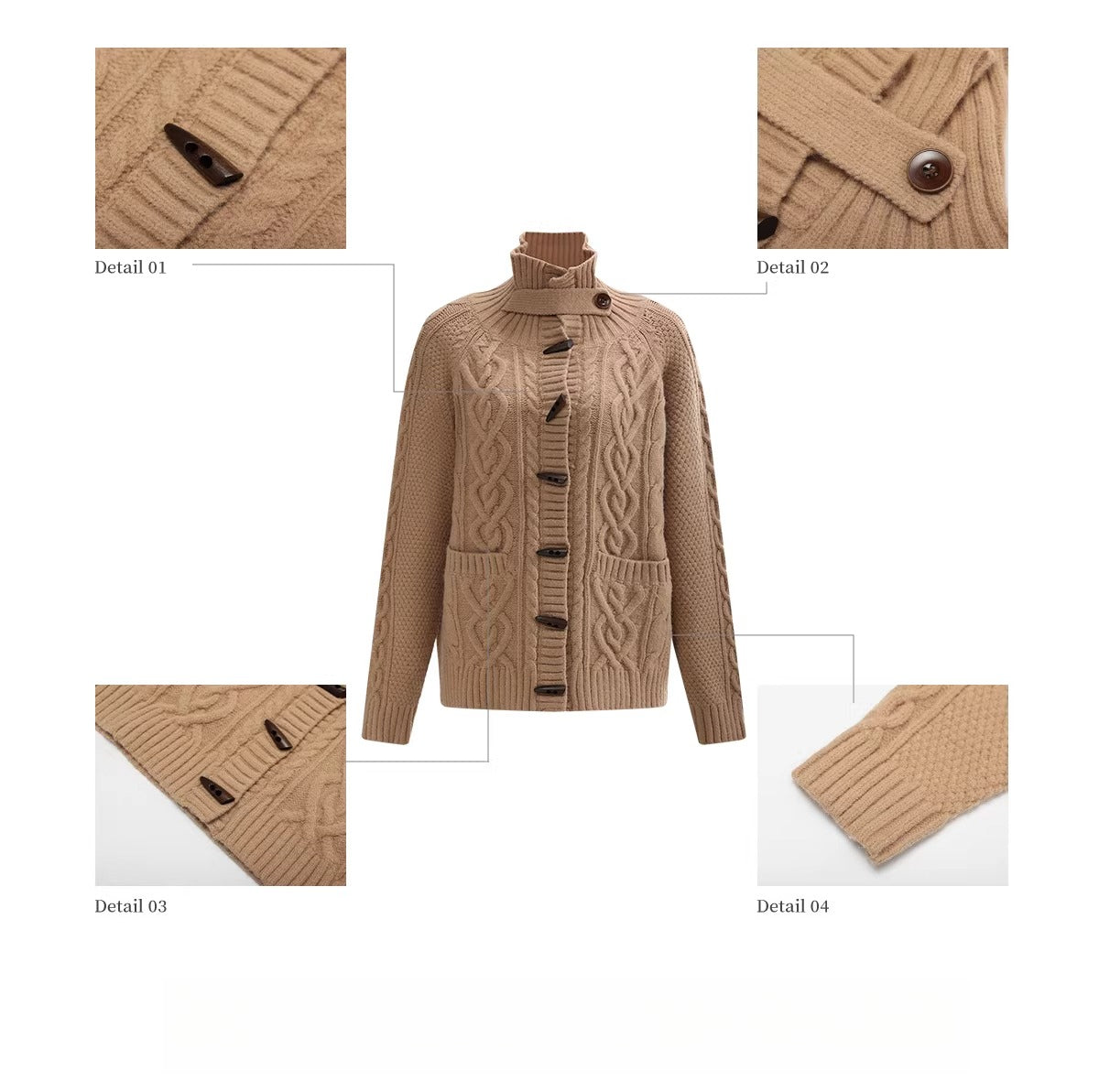 Light Brown Toggle Knit Cardigan