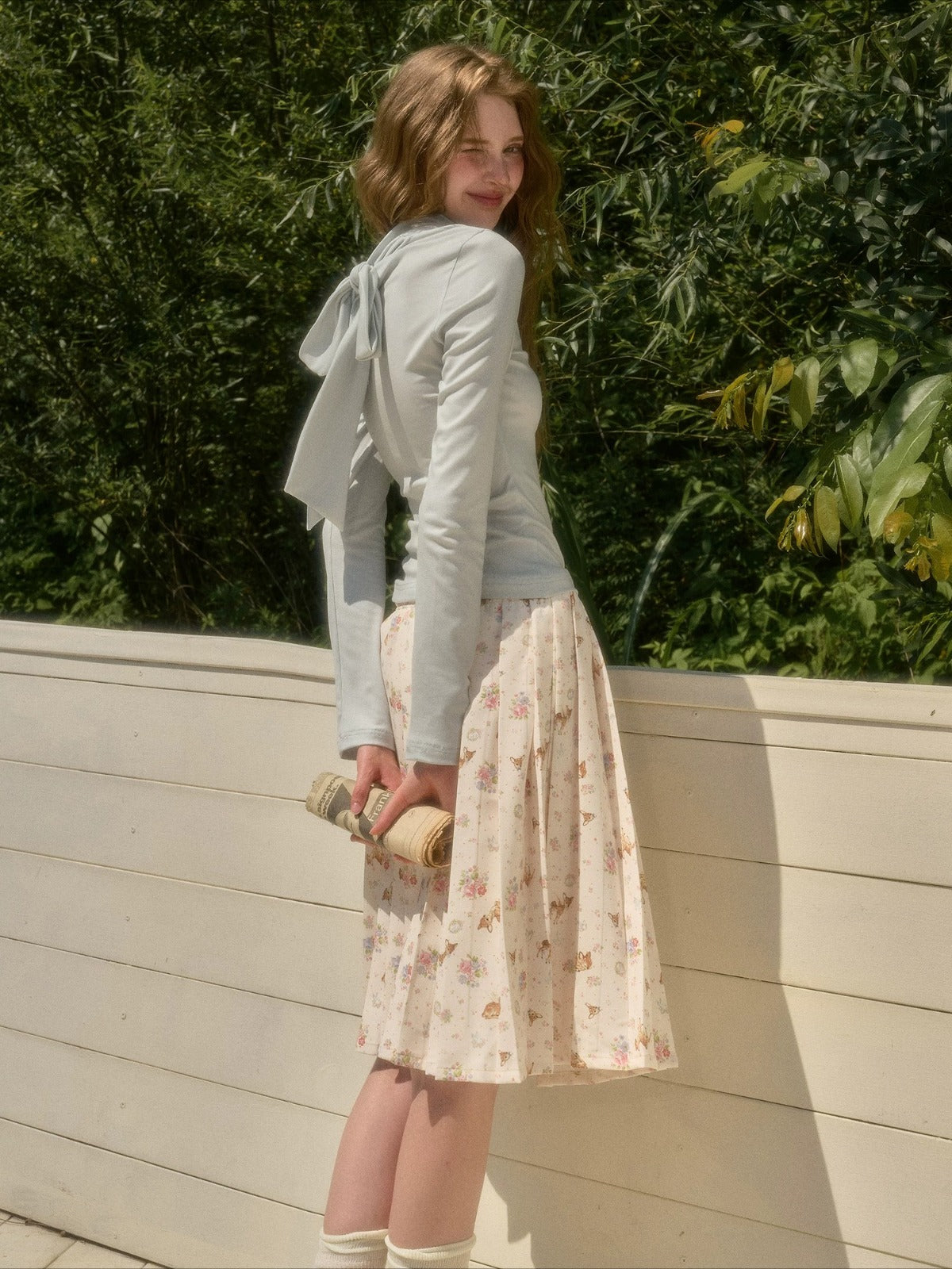 Pleated Floral Skirt